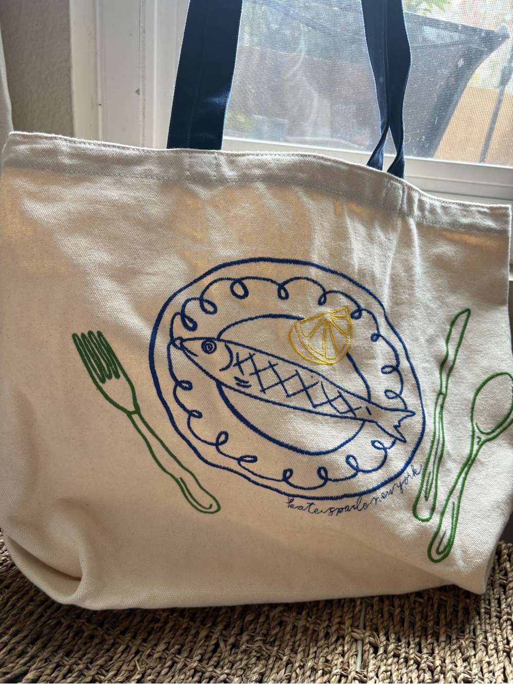 kate spade for Target Canvas Tote with Blue, Green, Yellow, Black Accents